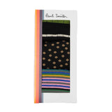 Paul Smith Men's Stripe & Spot Socks | Set of 3 | Black Mix
