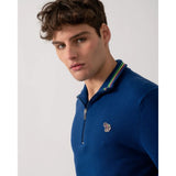 Paul Smith Mens Zip Neck Zebra Badge Sweater In Blue