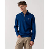 Paul Smith Mens Zip Neck Zebra Badge Sweater In Blue