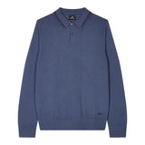 Paul Smith Merino Wool Polo Sweater In Indigo