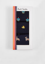 Paul Smith Mixed 'Novelty' Robot Motif Socks 3 Pack