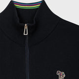Paul Smith Half Zip Zebra Logo Sweater In Navy