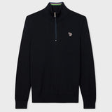 Paul Smith Half Zip Zebra Logo Sweater In Navy