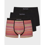 Paul Smith Organic-Cotton Mixed Stripe Boxer Briefs Three Pack In Black