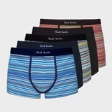 Paul Smith 'Signature Stripe' and Plain Boxer Briefs Five Pack Navy