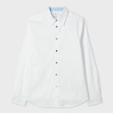 Paul Smith Tailored-Fit Organic Cotton Multicolour Button Oxford Shirt In White
