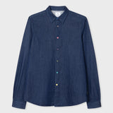 Paul Smith Tailored-Fit Rinse Denim Shirt with Multicolour Buttons