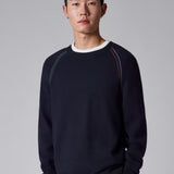 Paul Smith Textured-Cotton Raglan Sweater In Navy
