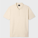 Paul Smith Textured Cotton Zip-Neck Polo Shirt In Ecru