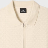 Paul Smith Textured Cotton Zip-Neck Polo Shirt In Ecru