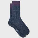 Paul Smith Women's Dark Blue Cotton-Blend Cable Knit Socks