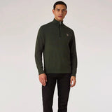 Paul Smith Organic Cotton Half Zip Zebra Logo Sweater In Khaki