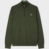 Paul Smith Organic Cotton Half Zip Zebra Logo Sweater In Khaki