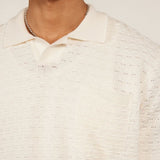 Percival Blackjack Negroni Knitted Polo Organic Cotton In Cream