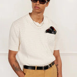 Percival Blackjack Negroni Knitted Polo Organic Cotton In Cream
