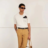 Percival Blackjack Negroni Knitted Polo Organic Cotton In Cream