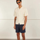 Percival Pleated Linen Shorts In Navy