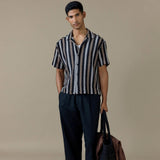 Percival Wade Crochet Boxy Shirt Black