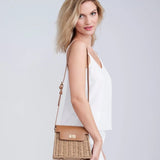 Pia Rossini Ollie Rattan Bag In Tan