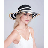Pia Rossini Striped Wide Brim Straw Hat In Black/White