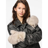 Pieces PCJutlandia Fur Mittens In Greige