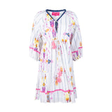 Place Du Soleil Ikat Short Dress In White