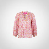 Place Du Soleil Rosa Print Blouse In Red