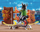 Playmobil Stunt Show Motocross With Fiery Wall