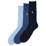 Polo Ralph Lauren Egyptian Cotton-Blend Crew Sock 3-Pack in Blue Assorted