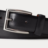 Polo Ralph Lauren Leather Dress Belt in Black/Silver