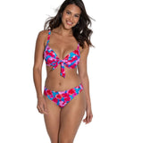 Pour Moi Marrakesh Mid Rise Bikini Brief In Blue Pink