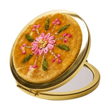 Powder Embroidered Mirror In Mustard Flower