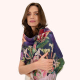 Powder Autumn Posy Luxe Scarf In Midnight