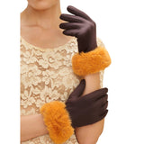 Powder Bettina Gloves In Chocolate & Mustard