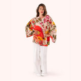 Powder Fine Flowers Modal Short Kimono Jacket