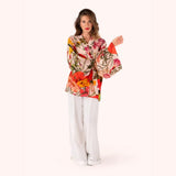 Powder Fine Flowers Modal Short Kimono Jacket