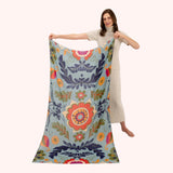 Powder Folk Floral Print Scarf In Winter Ice