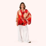 Powder Kimono Jacket In Rouge Blooms