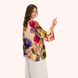 Powder Mid-Length Kimono In Cream Posy