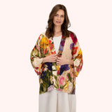 Powder Mid-Length Kimono In Cream Posy