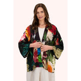Powder Opulant Florals Mid-Length Kimono In Chocolate