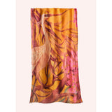 Powder Oriental Crane Linen/Cotton Scarf