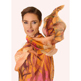 Powder Oriental Crane Linen/Cotton Scarf