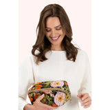 Powder Quilted Make Up Bag In Midnight Posy