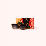 Powder Velvet Sunglasses Pouch In Exotic Leaves