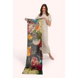 Powder Wool Wrap Scarf Opulant Florals In Chocolate