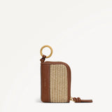 Radley Golden Lane Raffia Small Bag Charm in Cognac