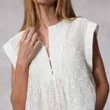 Rag & Bone Gabby Embroidered Top in White