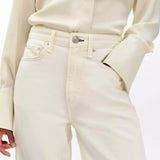 Rag & Bone Logan Wide-Leg Jeans Featherweight in Ecru