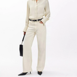 Rag & Bone Logan Wide-Leg Jeans Featherweight in Ecru